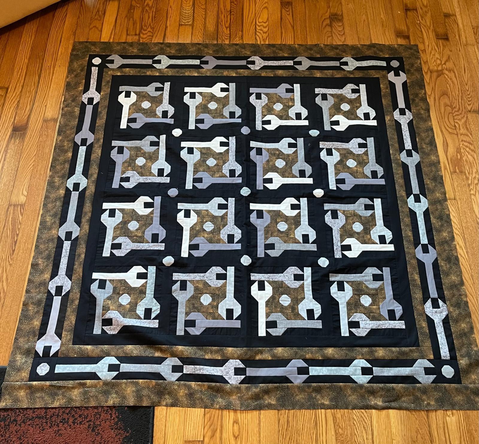 Wrenches Nuts and Bolts Quilt Top (unfinished) PayPal