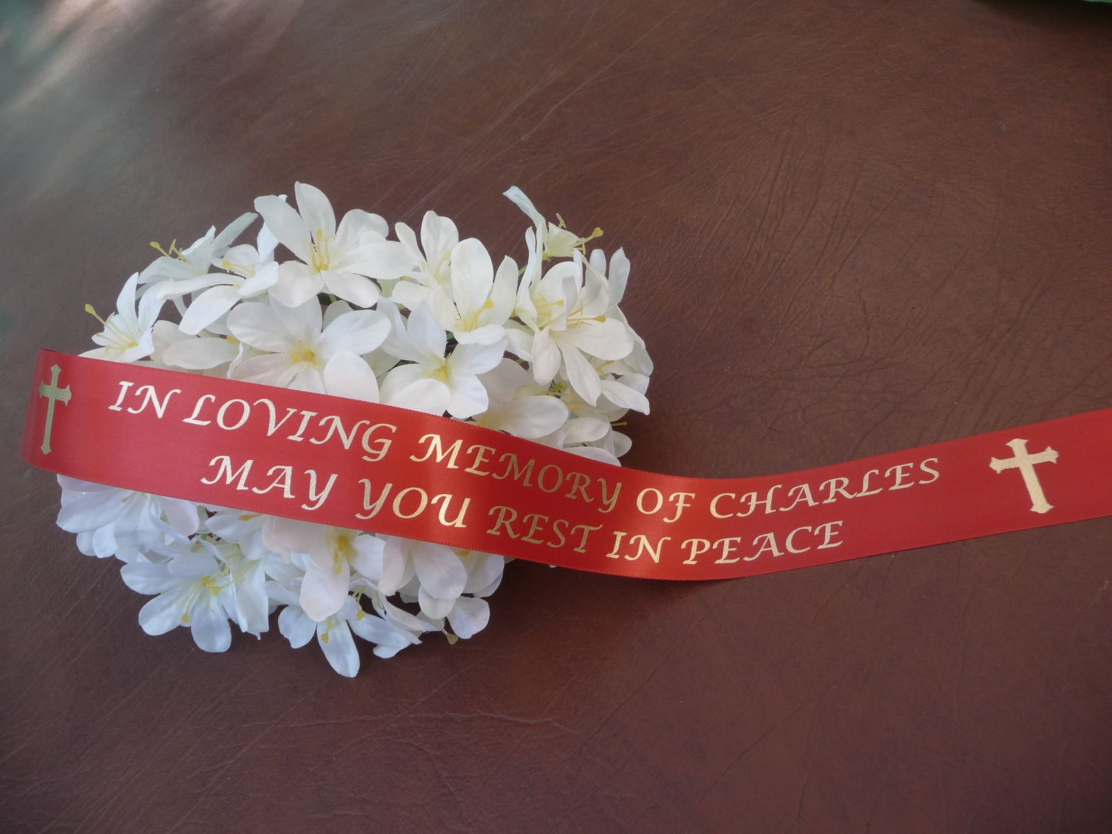 PERSONALISED FUNERAL WREATH RIBBON 38mm PayPal