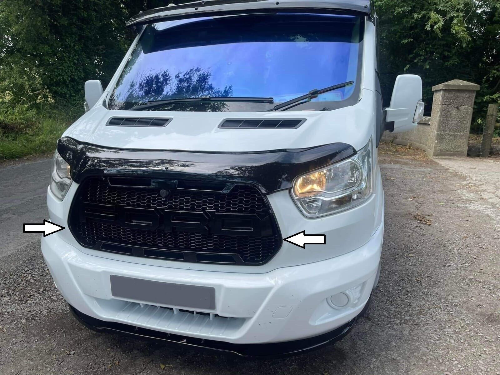 For Ford Transit MK8 Raptor Style Modified Front Grille Black 2014 2018 