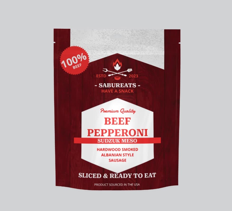 BEEF Pepperoni (Albanian Sausage) Hardwood Smoked Sliced Ready to Eat