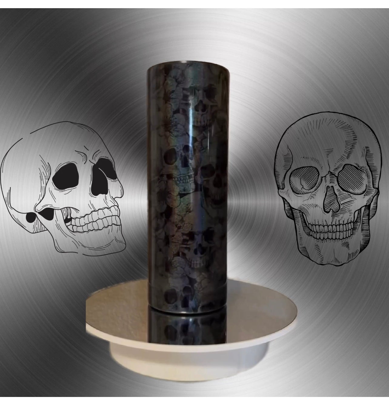 Gray shimmer skull tumbler PayPal