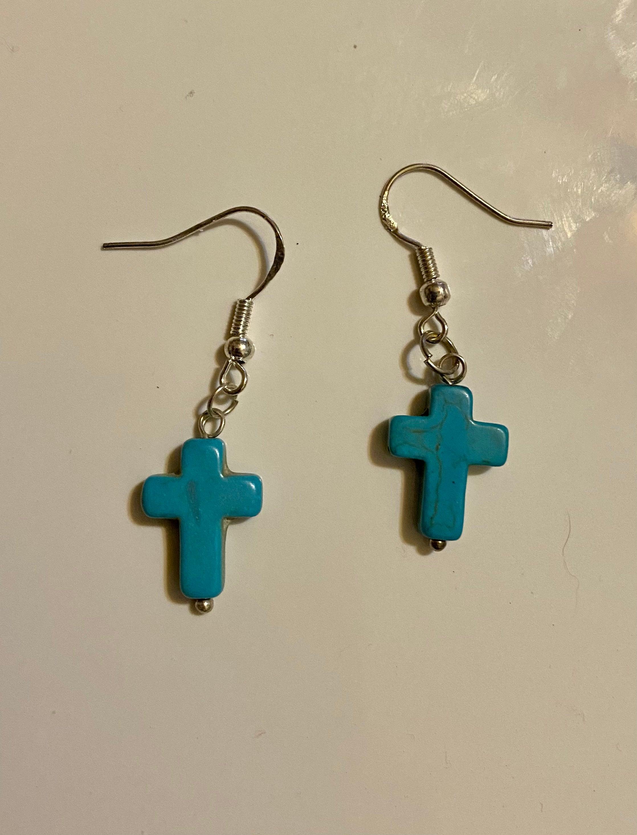 Turquoise Crosses on Sterling Silver Hooks PayPal
