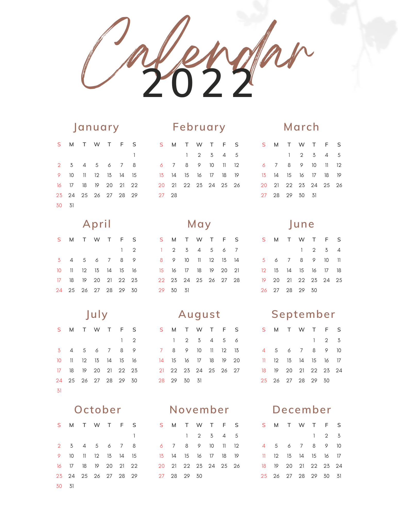 Calendar 2022Fresh Start Package PayPal